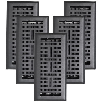 5 Pcs Sierra Grates Precision Flow 4X10 Steel Floor Register Metro Design Cast Iron Black Finish Premium Home Vent Cov