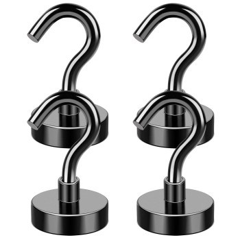 Mikede Magnetic Hooks 25Lbs Black Heavy Duty Earth Magnets With Hook For Refrigerator Strong Neodymium Magnetic Cruise Hooks