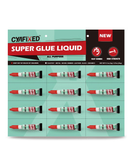 Cyafixed Super Glue Liquid Allpurpose Superglue Cyanoacrylate Instant Adhesive For Plastic Wood Metal Repair Twelve 3 Gr