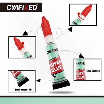 Cyafixed Super Glue Liquid Allpurpose Superglue Cyanoacrylate Instant Adhesive For Plastic Wood Metal Repair Twelve 3 Gr