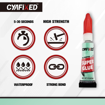 Cyafixed Super Glue Liquid Allpurpose Superglue Cyanoacrylate Instant Adhesive For Plastic Wood Metal Repair Twelve 3 Gr