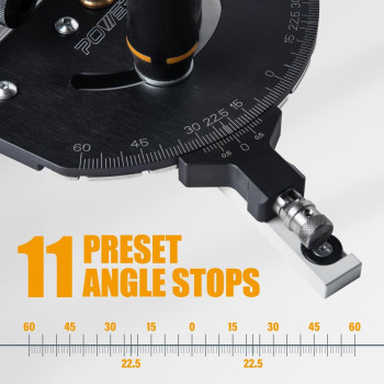 Powertec 71767 Precision Miter Gauge For Table Saw With 11 Preset Angle Stops Laser Engraved Angular Increments And Springlo