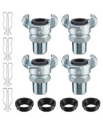 Therwen 4 Sets Npt Iron Air Hose Fitting 2 Lug Universal Coupling Chicago Fitting For Female And Male End Male End 34