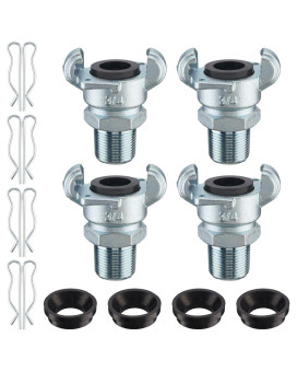 Therwen 4 Sets Npt Iron Air Hose Fitting 2 Lug Universal Coupling Chicago Fitting For Female And Male End Male End 34