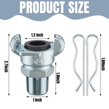 Therwen 4 Sets Npt Iron Air Hose Fitting 2 Lug Universal Coupling Chicago Fitting For Female And Male End Male End 34