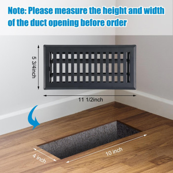 Yaocom 6 Pcs Floor Register 4 X 10 Vent Covers Heavy Duty Floor Register Metal Vent Covers With Adjustment Damper Rust Proof