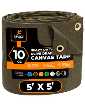 Xpose Safety Canvas Tarp 10Oz Olive Drab Canvas Tarps Heavy Duty Water Resistant With Brass Grommets Multipurpose Outdoor Tar