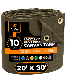 Xpose Safety Canvas Tarp 10Oz Olive Drab Canvas Tarps Heavy Duty Water Resistant With Brass Grommets Multipurpose Outdoor Tar