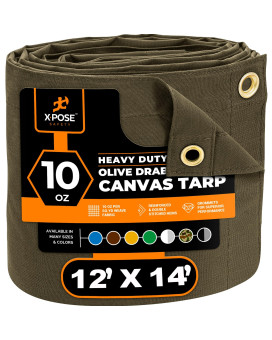 Xpose Safety Canvas Tarp 10Oz Olive Drab Canvas Tarps Heavy Duty Water Resistant With Brass Grommets Multipurpose Outdoor Tar