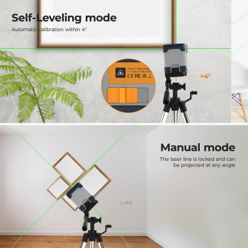 Laser Level Rechargeable Cigman G02A Green Selfleveling Cross Line Laser Level With Horizontal And Vertical Lines Selectable