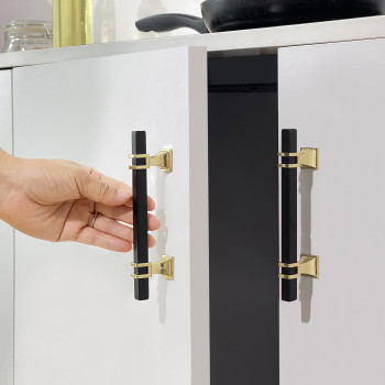 Redunest Cabinet Pulls Matte Black And Gold Cabinet Handles 5 Pack 3 Inch Kitchen Door Cupboard Wardrobe Drawer Handles Cabine