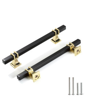 Redunest Cabinet Pulls Matte Black And Gold Cabinet Handles 2 Pack 614 Inch Kitchen Door Cupboard Wardrobe Drawer Handles Ca