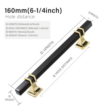 Redunest Cabinet Pulls Matte Black And Gold Cabinet Handles 2 Pack 614 Inch Kitchen Door Cupboard Wardrobe Drawer Handles Ca