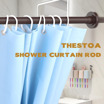 Thestoa Bronze Shower Curtain Rod Adjustable 3056 With Holder Antirust Shower Rod Spring Tension Shower Rod No Drill Sho