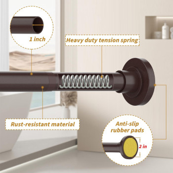 Thestoa Bronze Shower Curtain Rod Adjustable 3056 With Holder Antirust Shower Rod Spring Tension Shower Rod No Drill Sho