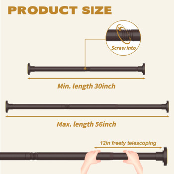 Thestoa Bronze Shower Curtain Rod Adjustable 3056 With Holder Antirust Shower Rod Spring Tension Shower Rod No Drill Sho