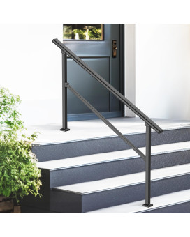 Zeropone Upgrade 4 Steps Outdoor Handrail For Outdoor Steps Black Transitional Handrail Hand Rail Stair Railing Kit With Screw