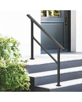 Zeropone Upgrade 3 Steps Outdoor Handrail For Outdoor Steps Black Transitional Handrail Hand Rail Stair Railing Kit With Screw