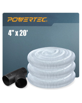 Powertec 4 X 20 Dust Collection Hose With Yfitting Connector For Table Saw Band Saw Planer Jointer Woodworking And Wood