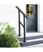 Zeropone Upgrade 2 Steps Outdoor Handrail For Outdoor Steps Black Transitional Handrail Hand Rail Stair Railing Kit With Screw