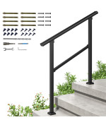 Roomtec 3 Step Handrails For Outdoor Steps Safety Outdoor Hand Rails For Exterior Steps Black Wrought Iron Stair Railing Kit