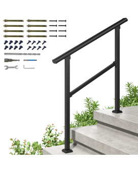 Roomtec 3 Step Handrails For Outdoor Steps Safety Outdoor Hand Rails For Exterior Steps Black Wrought Iron Stair Railing Kit