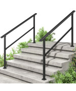 Roomtec 2 Pack 5 Step Handrails For Outdoor Steps Safety Outdoor Hand Rails For Exterior Steps Black Wrought Iron Stair Railin