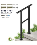 Roomtec 2 Step Handrails For Outdoor Steps Safety Outdoor Hand Rails For Exterior Steps Black Wrought Iron Stair Railing Kit