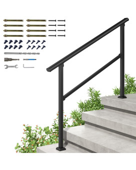 Roomtec 4 Step Handrails For Outdoor Steps Safety Outdoor Hand Rails For Exterior Steps Black Wrought Iron Stair Railing Kit