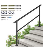 Roomtec 5 Step Handrails For Outdoor Steps Safety Outdoor Hand Rails For Exterior Steps Black Wrought Iron Stair Railing Kit