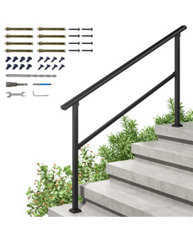 Roomtec 5 Step Handrails For Outdoor Steps Safety Outdoor Hand Rails For Exterior Steps Black Wrought Iron Stair Railing Kit