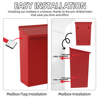 Tongass Wall Mount Mailbox Mailboxes For Outside Wall Mount Sleek Design And Durable Construction In Red Finish Ideal Mailbo