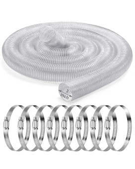 Yaocom 3 Inches 30 Ft Pvc Dust Collection Hose With Stainless Steel Hose Clamps Set Flexible Clear Vacuum Hose Puncture Resistan