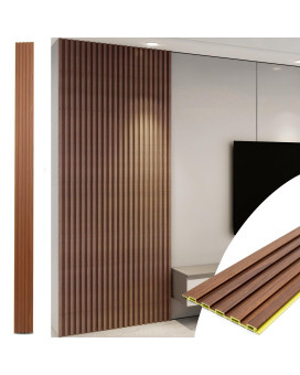 Art3D Wpc Slat Wall Panels 8Pack 108 X 6 Inch 3D Wall Accents For Interior Wall Decor Living Room Bedroom Teak