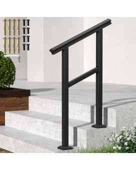 Spaceeup 2Step Stair Handrail 27 X 35 Handrails For Outdoor Steps Fit 0 To 2 Steps Transitional Handrail With Installation K