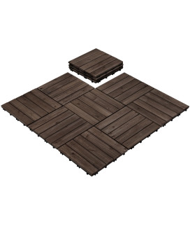 Yaheetech 110Pcs Patio Deck Tiles 12 X 12In Interlocking Wood Composite Decking Floor Tiles Fir Wood Indoor Outdoor Patio Garden