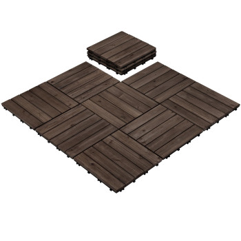 Yaheetech 110Pcs Patio Deck Tiles 12 X 12In Interlocking Wood Composite Decking Floor Tiles Fir Wood Indoor Outdoor Patio Garden