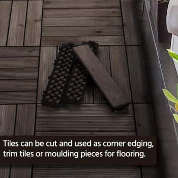 Yaheetech 110Pcs Patio Deck Tiles 12 X 12In Interlocking Wood Composite Decking Floor Tiles Fir Wood Indoor Outdoor Patio Garden