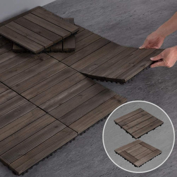 Yaheetech 110Pcs Patio Deck Tiles 12 X 12In Interlocking Wood Composite Decking Floor Tiles Fir Wood Indoor Outdoor Patio Garden