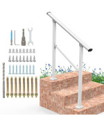 Signstek Handrails For Outdoor Steps 3 Step Handrail Fit 1 To 3 Steps Outdoor Stair Railing Metal Porch Railing Deck Handrail