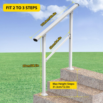 Signstek Handrails For Outdoor Steps 3 Step Handrail Fit 1 To 3 Steps Outdoor Stair Railing Metal Porch Railing Deck Handrail