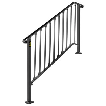 Vevor Handrail For Outdoor Steps 45 Steps Black Fence Outdoor Handrail Adjustable Metal Staircase Handrail Thickened Stair R