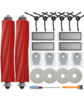 Accessories Kit Compatible With Roborock Q Revo Robtic Vacuum Cleaner 2 Main Brush Roller 4 Hepa Filters 4 Mop Pads 4 Dust Bag