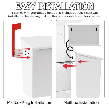 Tongass Wallmount Mailbox Large Capacity Rustproof Carbon Steel Post Box Ideal For Outdoor Use Mailboxes For House Outs