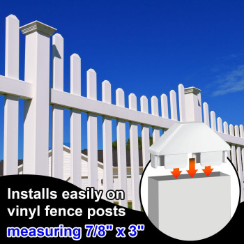 Pelopy 32 Packs White Vinyl Picket Fence Caps 78 X 3 Vinyl Picket Fence Caps Vinyl Fence Parts For Garden Fencing Outdoor