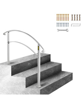 Vevor Handrail For Outdoor Steps 23 Steps White Arch1 Outdoor Handrail Adjustable Metal Staircase Handrail Thickened Stair