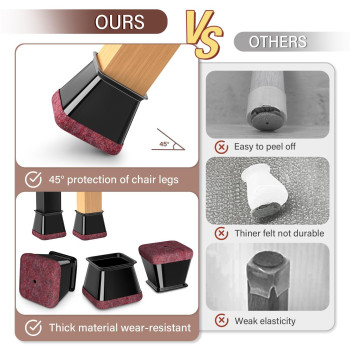 Chair Leg Floor Protectors Square Chair Leg Protectors For Hardwood Floors Silicone Caps Felt Strengthen Bottom Protection Non S