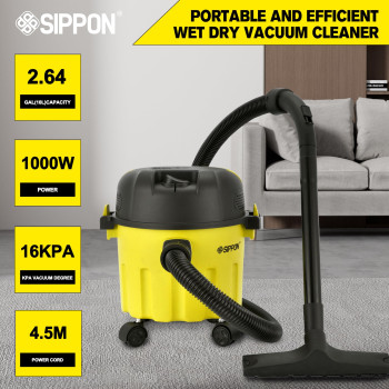 Sippon Wetdry Vacuum 3In1 Portable Shop Vacuum Cleaner With 2 Peak Hp Power Suction Lightweight Wet Dry Vacuum With Blower