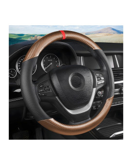 Moly Magnolia Carbon Fiber Car Steering Wheel Cover Universal 15 Inch Breathable Anti Slip Steering Wheel Covers Car Interior