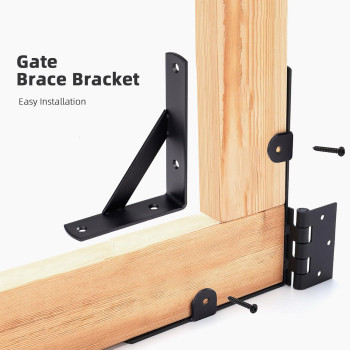 Wekis Gate Corner Brace Brackets Heavy Duty Anti Sag Gate Kit With Gate Latch For Wooden Fence Gate Hardware Kit